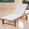Solid Teak Wood Sun Lounger on Wheels and with Cushion Solid Teak Wood Sun Lounger on Wheels and with Cushion