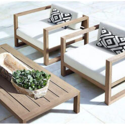 Made by Teak Wood Modern Minimalist Arm chair set with Coffee Table
