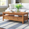 Wooden Teak Natural Color Coffee Table with Drawers