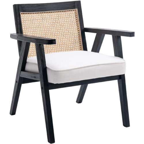 Accent Chair Made By Teak Wood with Rattan Backrest