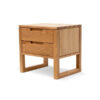 Teak Nightstand with 2 Drawers Natural Color