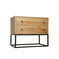 Solid Teak Wood Nightstand 2 Drawers