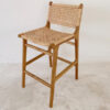Teak Minimalist Rattan Barstool