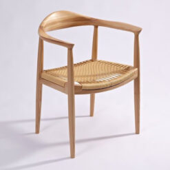 Solid Teak Wood Armchair with Woven Rope Seater