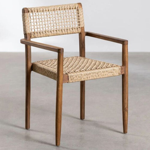 Outdoor Teak Dining Chair Woven Rope