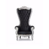 Wooden Throne Chair Silver Black Color Cushion