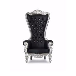 Wooden Throne Chair Silver Black Color Cushion