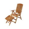 Solid Teak Wood Foldable Lounge Chair with Foot Rests