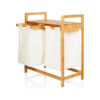 Wooden Teak Frame Laundry Hamper Two Sides