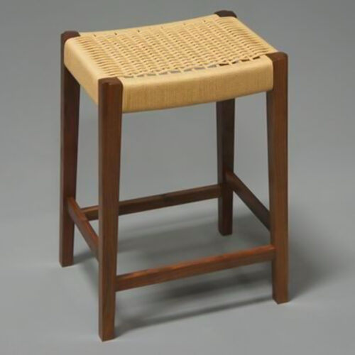 Wooden Barstool Natural Color Woven Rope Seater