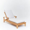 Wooden Teak Sun Lounger Natural Color with White Cushion