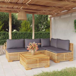 Outdoor Teak Wood L Shape Sofa Slide Model