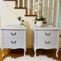 Wooden Nightstand White Color with 2 Drawers