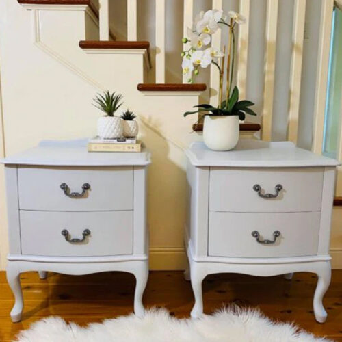 Wooden Nightstand White Color with 2 Drawers