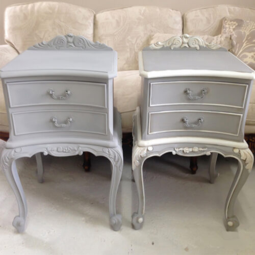 French Style Nightstands Made From Wood White Color Finish