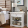 Wooden Bedside with Shelves and Drawer