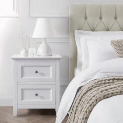 Simple Nightstand with 2 Drawers White Color