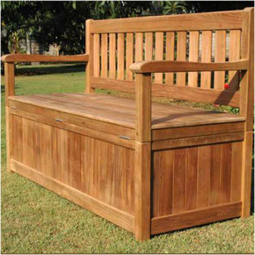 Wooden Outdoor Storage Bench Fine Sanded