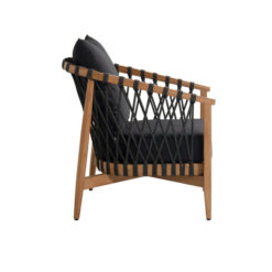 Natural Color Lounge Chair with Black Cushion and Rope