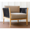 Wooden Lounge Chair Cream Color Cushion and Black Rope