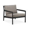 Teak Wood Lounge Chair Black Color Frame with Grey Cushion