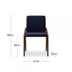 Solid Wood Dining Chair Blue Dark Blue Cushion is a Dining chair made of high quality wood made by professional craftsmen by aqma furniture.
