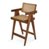 Modern Barstool Natural Color with Rattan Backrest