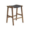 Wooden Teak Square Barstool Dark Webbing Seater Wooden Teak Square Barstool Dark Webbing Seater
