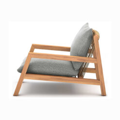 Solid Teak Wood Sofa Single Seater Grey Cushion