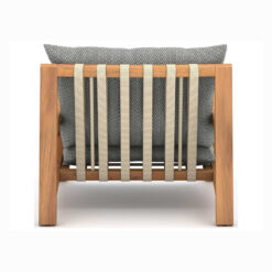 Solid Teak Wood Sofa Single Seater Grey Cushion
