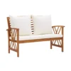 Solid Teak Outdoor Bench Natural Color with Cushion