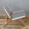 Solid Teak Wood Lounge Chair Rattan Synthetic Motif