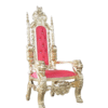 Carved Lion Chair Gold and Red Leather