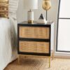 De Rome Nightstand with 2 Rattan Drawers