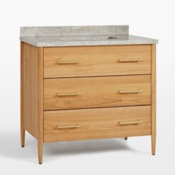Teak Bath Vanities Natural Color with 3 Drawers