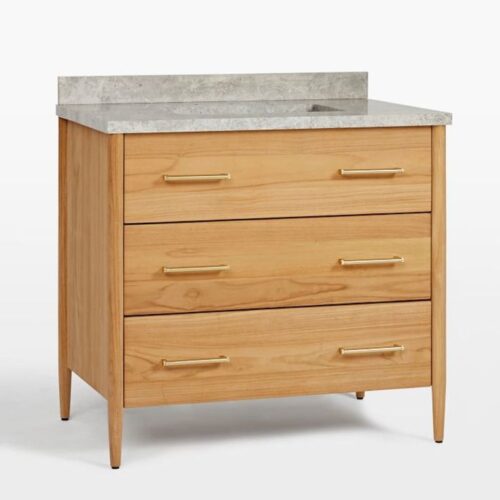 Teak Bath Vanities Natural Color with 3 Drawers