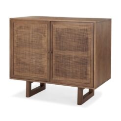 Teak Wood Cabinet 2 Doors Rattan Hotel Project