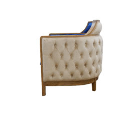 Teak Patio Tufted Club Chair Blue Cushion