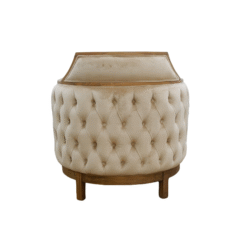 Teak Patio Tufted Club Chair Blue Cushion