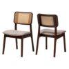 Wooden Dining Chair Darker Color with Rattan Backrest and with Cushion Wooden Dining Chair Darker Color with Rattan Backrest and with Cushion