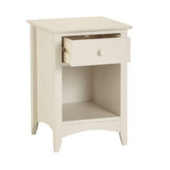 White Drawer Table Featuring a Natural Wood Finish