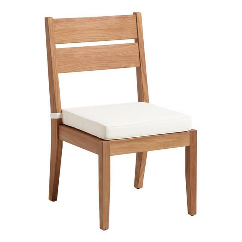 Solid Teak Wood Natural Color Dining Chair with White Cushion Solid Teak Wood Natural Color Dining Chair with White Cushion