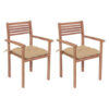 Wooden Dining Chair Handrest with Tufted Cushion