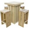 Modern Compact Teak Wooden Dining Set with Square Table and 4 Sturdy Stools Ideal for Small Indoor or Outdoor Spaces