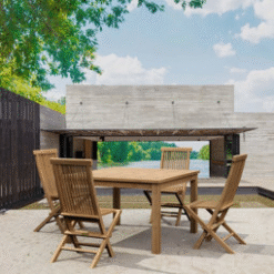 Solid Teak Wooden Dining Set with 4 Chairs Perfect