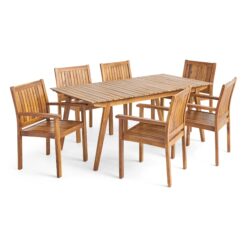 Outdoor Natural Color Dining Table set With Chair for Hotel or Restaurant Furniture