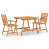 Solid Wood Natural Color Outdoor Dining Table with 2 of Chair