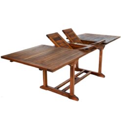 Wooden Garden Table Set Dark Brown Color with Folding Chair