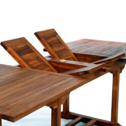 Wooden Garden Table Set Dark Brown Color with Folding Chair