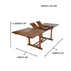 Wooden Garden Table Set Dark Brown Color with Folding Chair